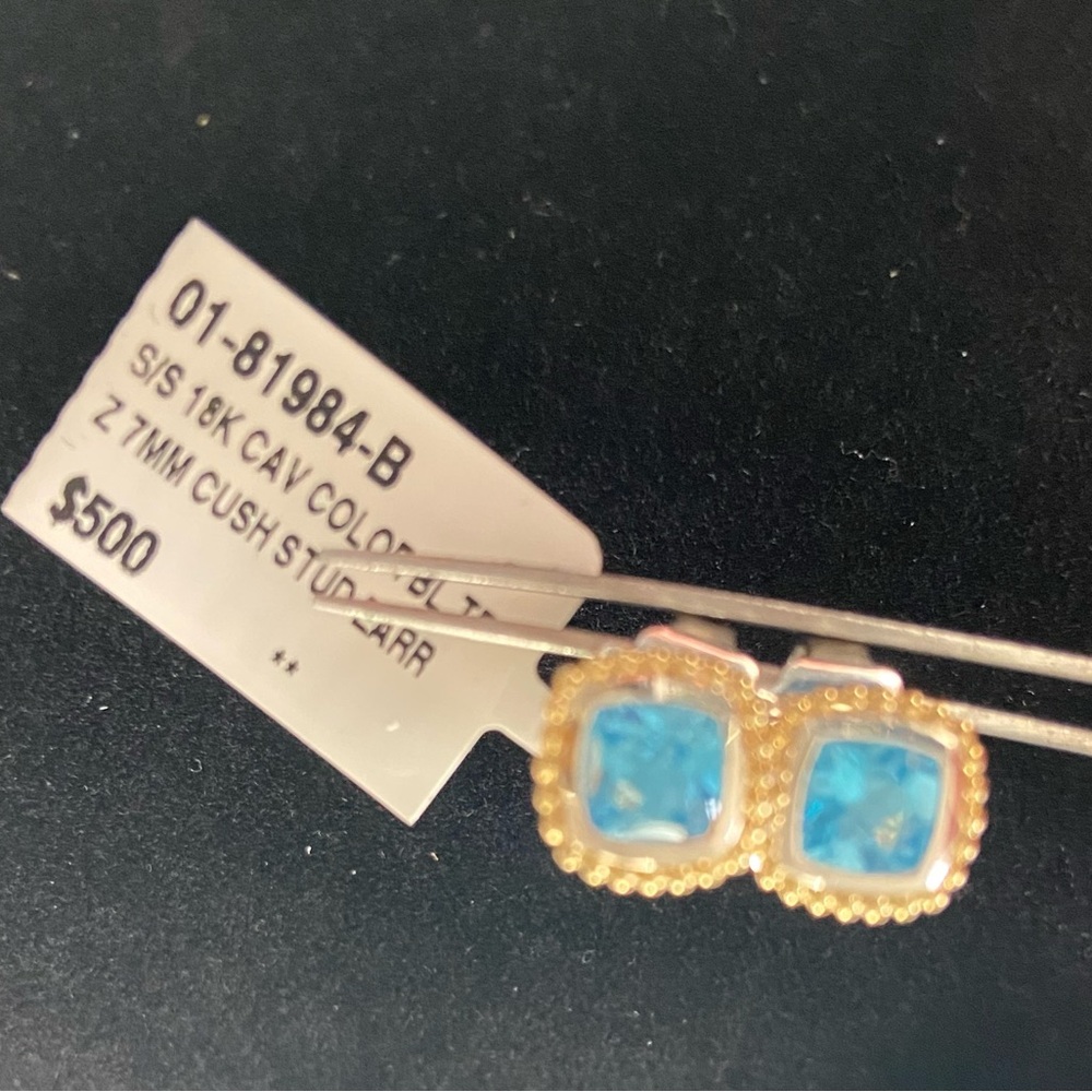 Lagos Swiss Blue Topaz Stud Earrings  NWT! Free shipping!